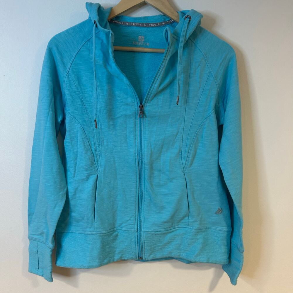 Free 2B Sz M Athletic Zip Up Blue Hoodie Jacket Activewear